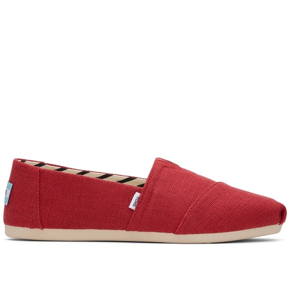TOMS Women’s Red Canvas Slip-On Shoes Size 8 - Picture 1 of 14